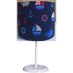 Resim Mavi Denizci 2.li Set Kumaş Kaplama Genç ve Çocuk Odası Avize ve Abajur Takımı 