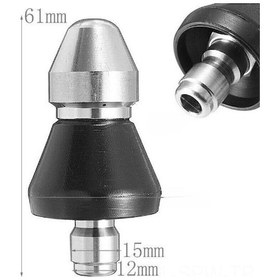 Resim Maiyame Stainless Steel Yüksek Basınçlı Araba Yıkama Ve Boru Temizleme Ucu 3/8 Korumalı Kısa Kafa, 1 Ön 6 Arka Delik 