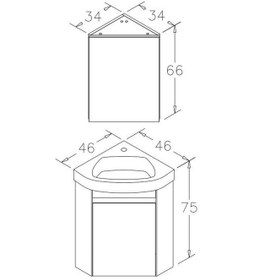 Resim Orka Zag 45 Cm Mdf Beyaz Köşe Banyo Dolabı Alt Modül Ve Lavabo Beyaz 