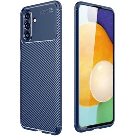 Resim Samsung Galaxy A13 Negro Karbon Görünüm Korumalı Dizayn Silikon Kılıf + Nano Glass Lacivert 