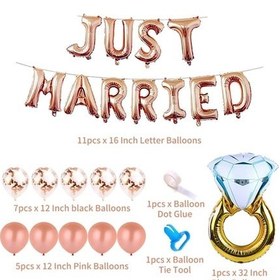 Resim Dancemonkey 24 Parça Pembe Altın Düğün Seti - Balonlar, Yüzükler 