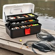 Resim 3 Katlı Büyük Kapasiteli Balıkçılık Malzemeleri Kutusu, Bilimsel Tasarım Bölmeli, Taşınabilir Dayanıklı Çok Fonksiyonlu Balıkçılık Ekipmanları Düzenleyici, Balıkçılar ve Babalar Günü İçin Mükemmel Hediye 
