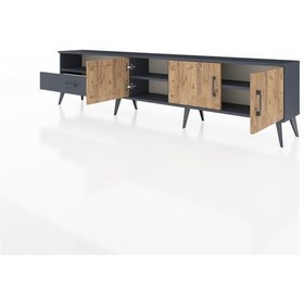Resim Arges Tv Ünitesi 3 Raflı Tek Çekmeceli 3 Kapaklı 220x30x51 Antrasit-çam/antrasit Atlas Çam/antrasıt - Antrasıt 