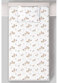 Resim Organik Tek Kişilik Lastikli Çarşaf Seti - Minik Tay Renkli 