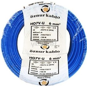 Resim Öznur 6 Mm Nya Kablo Tek Damar Mavi 100 Metre 