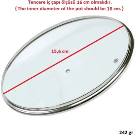 Resim İcanpares Tencere Sahan Tava Cam Kapağı Buhar Delikli Kapak 16 cm ve Beyaz Tutma Tepesi 