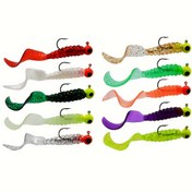 Resim 34 adet yumuşak yem ve iğne seti - 17 adet 0.12oz Jigging iğne + 17 adet 5.51cm yumuşak solucan yem - Balıkçılık takımı 