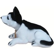 Resim Honeybeeshop Sevimli Siyah Beyaz Husky Köpek Figürü - Rezinden Araba Ve Ev Dekorasyon Aksesuarı 
