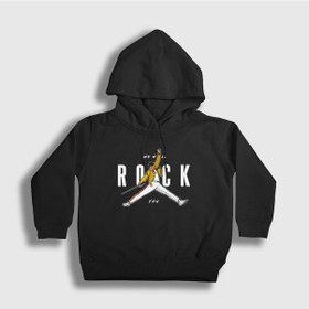 Resim Presmono Unisex Çocuk Rock You Queen Freddie Mercury Kapüşonlu Sweatshirt Siyah 
