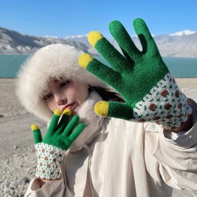 Resim 1 Çift Kadınlar için Kışlık Termal Dokunmatik Ekran Eldiveni - Soğuk Hava Eldivenleri, Akıllı Telefon Uyumlu, Rüzgar Geçirmez ve Sıcak Tutan, Şık Yeşil & Kahverengi Çiçek Desenli Bisiklet, Dış Mekan ve Günlük Kullanım İçin - Moda Tutkunları için Rahat Tasarım, Eğlenceli Tasarım, Konforlu Fit 