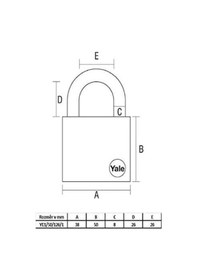 Resim Yale Essential Serisi 50 Mm Prinç Sarı Asma Kilit 