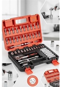 Resim 53 Parça Profesyonel Lokma Takımı - 1/4" Cırcır Kolu Ve Çelik Soket Seti Çantalı 