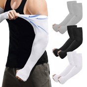 Resim 3 Çift Unisex Basınçlı Kol Kılıfı - Nefes Alabilen Nem Çekme Kumaşı, Bisiklet, Koşu, Yürüyüş, Sürüş İçin Esnek Uyum - Yaz Koruma, Siyah ve Beyaz, Açık Hava Spor Ekipmanı, Şık Tasarım, Rahat Uyum 