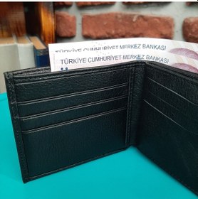 Resim Gvnbag Hakiki Deri Erkek Bozuk Para Gözlü Siyah Cüzdan Gvn-0119 