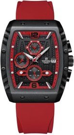 Resim NAVIFORCE Silikon Erkek Analog Spor Kronograf Tarihi Silikon Kayış Kuvars Saat -Nf8025, Kadran Renk_Kırmızı, Bant Rengi-Kırmızı 