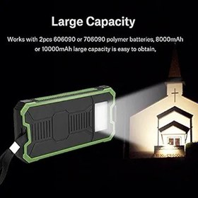 Resim Solar Powerbank Taşınabilir Powerbank Powerbank Şarj Cihazı Enerji Depolaması İki Mobil USB Powerbank, Powerbank Kasası (Yeşil) 