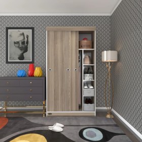 Resim Kenzlife gardırop sürgülü kapaklı kapılı 100 papatya crd gardolap dolap 