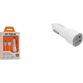 Resim Hy-x46 Type-c Kablolu 3.4a Hızlı Şarj 2 Usb Beyaz Araç Şarj Cihazı 