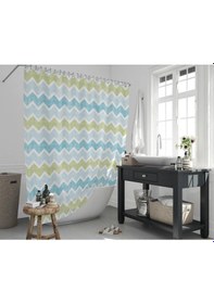Resim Banyo Perdesi 1x120x200 Tek Kanat Duş Perdesi Halka 3588 Çok Renkli 