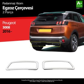 Resim S-Dizayn Peugeot 3008 Krom Egzoz Çıkışı 2 Prç. 2016-2023 A+ Kalite 