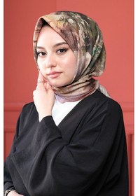 Resim Afvente Doğa Desen Gri Pamuk Eşarp 