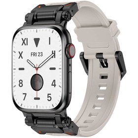 Resim Watch 7 45mm CLO KRD-101 Titanyum Metal Başlıklı Silikon Kordon-Siyah-Starlight 