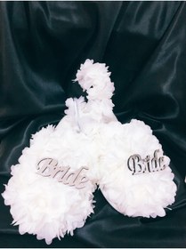 Resim Genel Markalar Beyaz Çiçek Detaylı Bride Pleksi Gelin Terliği Ve Tacı 