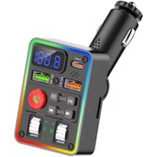 Resim Apera GA05-1 RGB Renkli FM Transmitter MP3 Çalar Bluetooth 5.3 Hızlı Şarj Aleti Çakmaklık 
