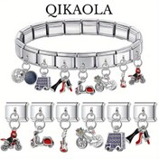 Resim 1 Adet Paslanmaz Çelik DIY Takı Aksesuar - 9mm Modaya Uygun Italyan Tarzlı Mobil Kolye, Bileklik Yüzüğe ve Halhal Formunda Kullanılabilir Blue Starflower Ve Red High Heels Tasarımıyla, İdeal Tatil Hediyesi Günlük Şık Giysilerin Tamamlayıcısı, Benzer Olmayen Charmslar Üretimi Için, Zincirlere Özel Stil Pendant Parlak Cila Kaliteli Charm Boncuk El Sanatları Tutkunlari 