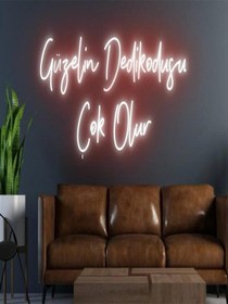 Resim Güzelin Dedikodusu Çok Olur Yazılı Neon Tabela Kırmızı 