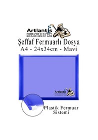 Resim A4 Şeffaf Fermuarlı Dosya Mavi 1 Adet Pvc Fermuarlı Evrak Dosyası 24x34cm Çıtçıtlı Belge Evrak Dosyası Ofis Büro Okul 