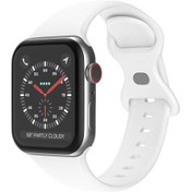 Resim Watch İçin 42mm / 41mm / 40mm / 38mm Xdfind Kelebek Toka Silikon Saat Bandı Beyaz 