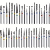 Resim 50 adet Elmas Taşlama Başlıkları FG Yüksek Hızlı Tırnak Cilası Fırçaları - Dayanıklı Metal Saplar Renk Kodlu Kırıntı Boyutları (60-800) ile Hassas Detaylandırma, Profesyonel Manikürler ve Salon Kullanımı, Tırnak Fırçaları, Salon Araçları, Şık Fırça Tasarımı, Sağlam Yapı 