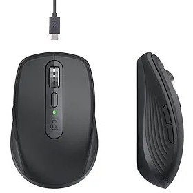 Resim Logitech MX Anywhere 3S Sessiz Kompakt Kablosuz Mouse, 8.000 DPI Sensör ile Tüm Yüzeylerde Kullanım, MagSpeed Elektromanyetik Kaydırma Özelliği, USB C, Bluetooth, Windows PC, Linux, Chrome, Mac, Siyah 