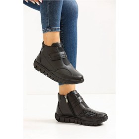 Resim Fabbi-z-3609 Kadın Hakiki Deri Kemik Çıkıntılı Comfort Bot Siyah Siyah 