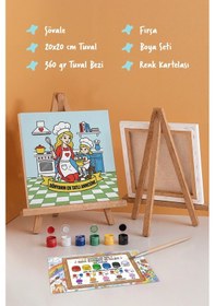 Resim Dünyanın En Tatlı Annesine Temalı Eğitici Boyama Tuvali Şövaleli Boya Seti 20x20 Cm 