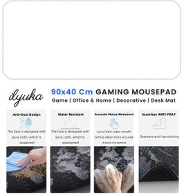 Resim 90x40cm Logosuz Beyaz Xxl Büyük Boy İlyuka Gaming Oyuncu Mousepad 
