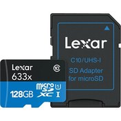 Resim 633X 128 GB 100MB/s SD Adaptörlü MicroSDXC Hafıza Kartı Lexar