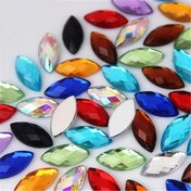 Resim 100 adet Akrilik At Gözü Boncukları, 0.69cm x 1.5cm Düz Arka Şanslar DIY Saç Tokaları, Ayakkabı Süslemeleri & Takı Yapımı için 