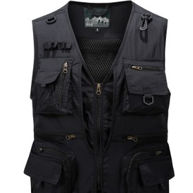 Resim 2025 Erkek Casual Stil Düz Renk Kolsuz Kısa Yelek Çoklu Cep ile, Esnek Olmayan Kumaş, Normal Beden, Polyester Lif Dolgulu, Bahar/Yaz, Yürüyüş, Balıkçılık, Fotoğrafçılık, Casual Giyim|VYaka Yelek|Cep Ves 