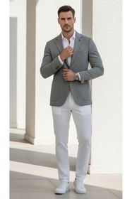 Resim Plus Scorpion Erkek Slim Fit Blazer Ceket Tek Düğmeli Çift Yırtmaçlı Torba Cepli Yarım Astarlı 