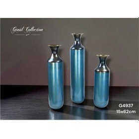 Resim Gönül Vazo Metal 14,5x62 Cm Turkuaz G4937 Turkuaz 