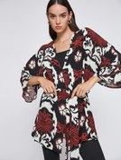 Resim Desenli Kuşaklı Kimono 