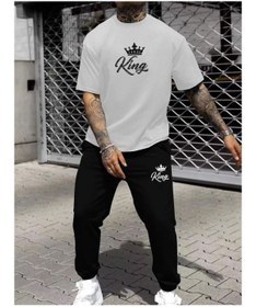 Resim classy moda Unisex Oversize Eşofman Takımı Kısa Kollu T-shirt Rahat Kalıp Günlük Spor Yazlık 