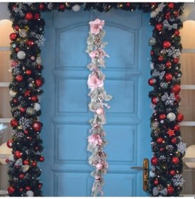 Resim Lijinxu Festival Balkon Şömine 180 Cm Yapay Yılbaşı Çelenk Ön Kapı Çelengi 