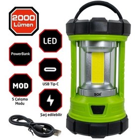 Resim Rox 0216 Şarjlı Outdoor Kamp Feneri 2000 Lümen 
