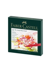 Resim Faber Castell Pitt Artist Pen Fırça Uçlu Çizim Kalemi 12 Renk 