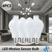 Resim 4 Paket Hareket Sensörlü Işık Ampulü, Otomatik Başlangıç Alacakaranlıktan Şafağa, Kolay Kurulum, 9W AC175-265V İç Mekan Gece Lambası, Balkon ve Banyo için Uygun, Akkor Lamba Yedek Parçası 