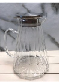 Resim Kapris Metal Kapaklı 1500 Ml Cam Sürahi Kap-020 