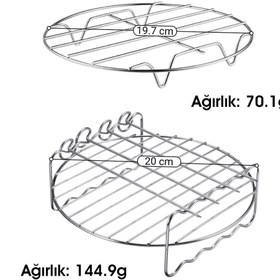 Resim Kitcluv Xxl Fritöz Izgara Teli Ve 4 Şişli Airfryer Aksesuar Seti , 2'li Paslanmaz Çelik Set 